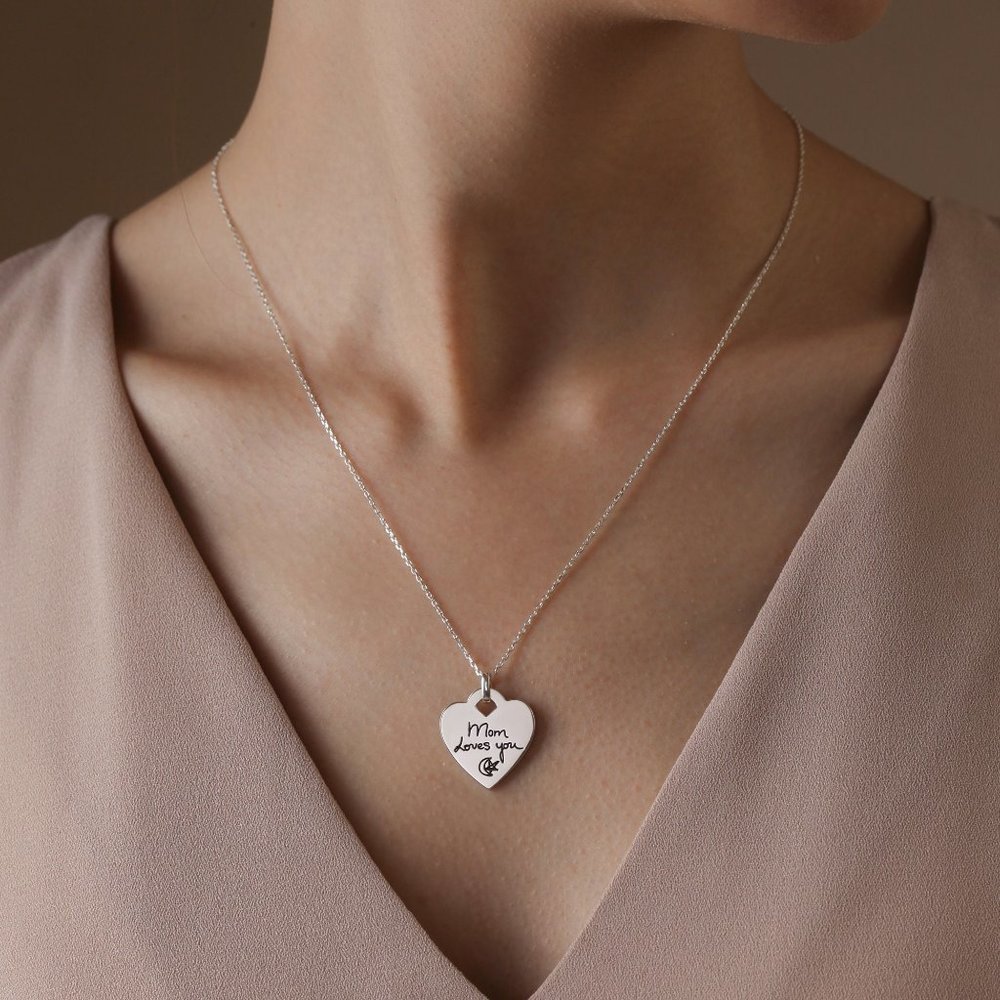 Handwriting Necklace Heart Necklace Handwritten Necklace Memorial